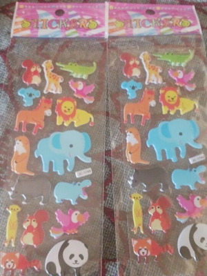Animal sticker set, 2 pieces, multicolored