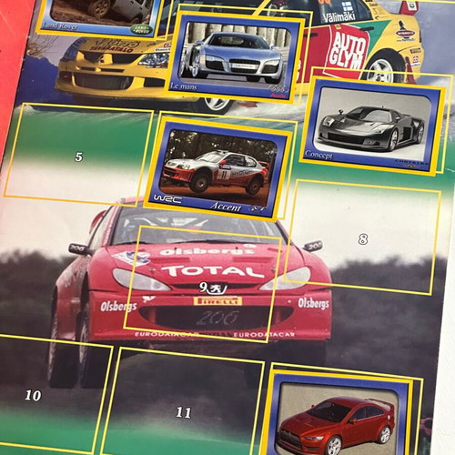 Auto Speed 2006 collectible sticker album used, 122 car stickers