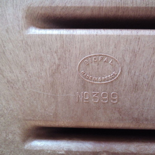 Biofal cutlery tray used, plastic wood imitation