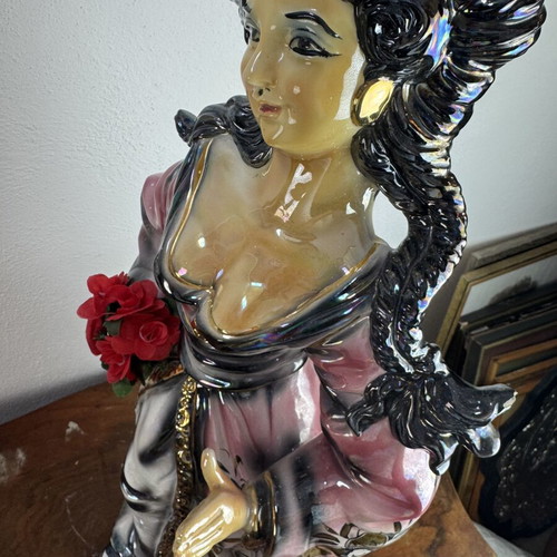 Porcelain figure vintage used, impressive large 78 cm