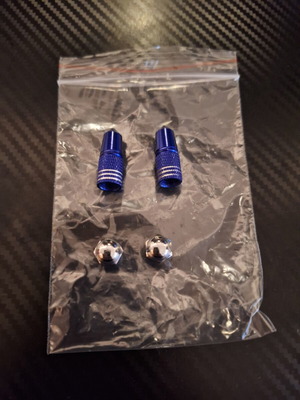 Blue Bicycle Valve Caps and Silver Spheres set like new