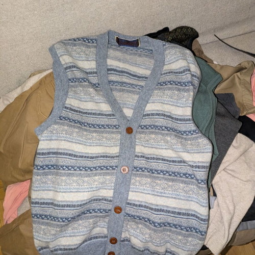 Vintage knitted vest Donny and Max like new, gray and blue