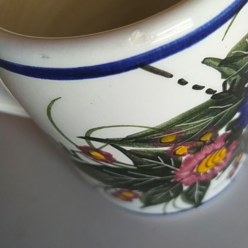 Vintage cup and bowl set used, folk art