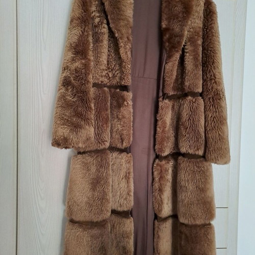Fur coat with leather brown like new