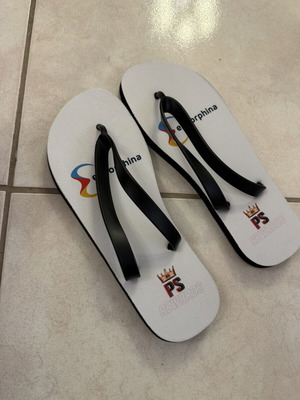 White beach flip flops new