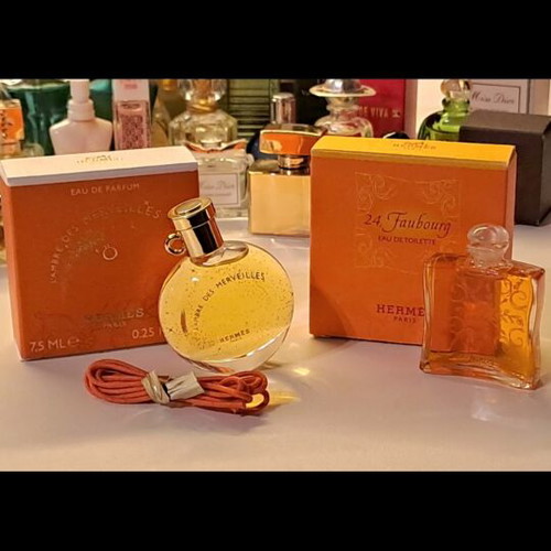 Hermès L'Ambre des Merveilles and 24 Faubourg vintage perfume miniatures set