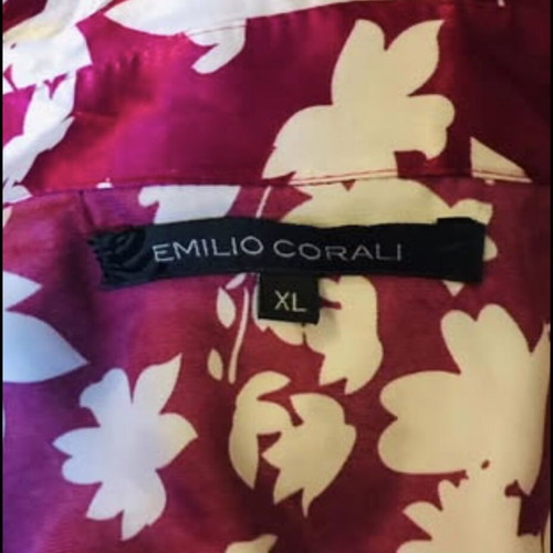 Satin shirt with cross button new, size XL, fuchsia and white