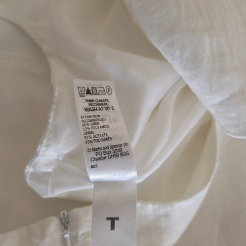 M&S Autograph White Linen Blend Sleeveless Boat Neck Midi Dress new