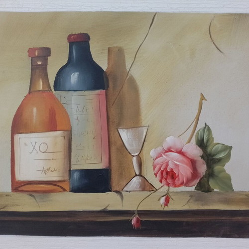 Canvas paintings with drink and fruit theme used, set of 2