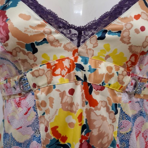 John Galliano Vintage Floral Print Stretchy Mini Dress Large, excellent condition