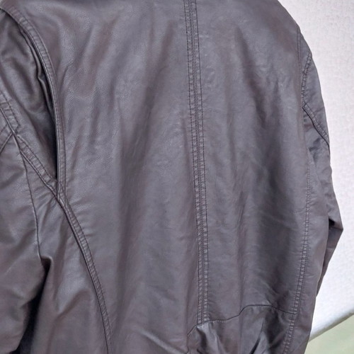 Bistons men's leather jacket L brown with fur used