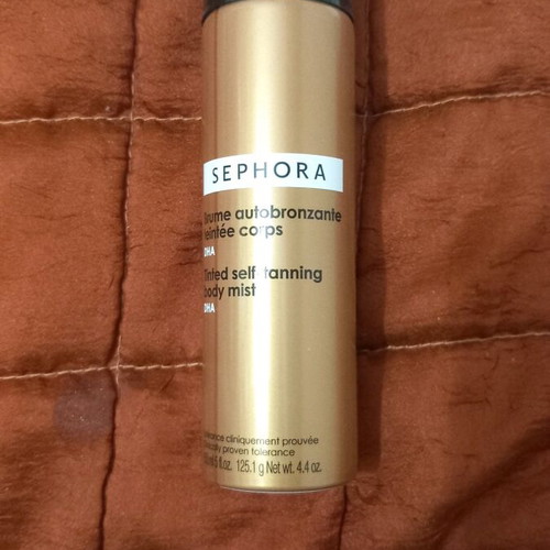 Sephora self tan spray used, lightly applied