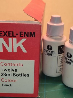 Rexel-ENM μαύρο μελάνι αριθμητήρα, 6 μπουκάλια των 28ml, New Old Stock