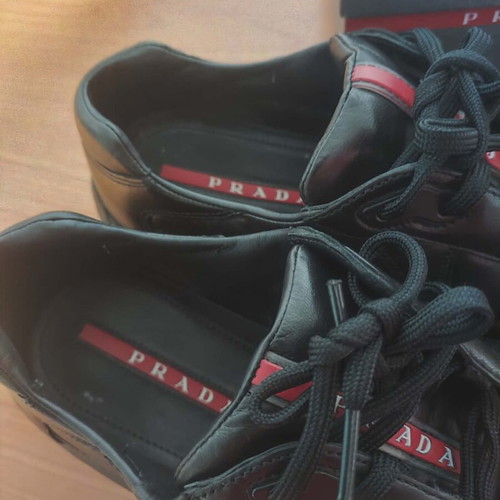 Prada American Cup's men's black leather sneakers like new, size 42.5