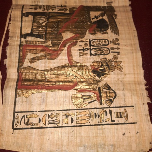 Papyrus from Zambia with gold paint framed