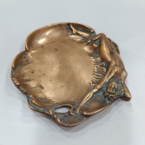 Art Nouveau decorative pin tray ashtray with mermaid, used