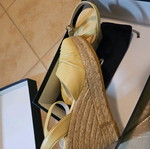 Ras women's platform shoes like new, beige-yellow, 9.5 cm heel, size 37