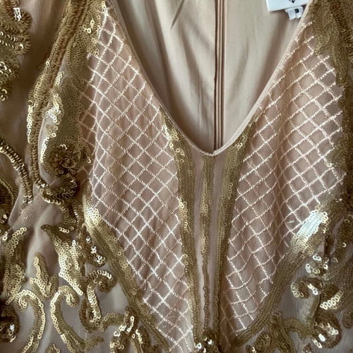 Manolo fitted dress like new, gold sequin details, size S