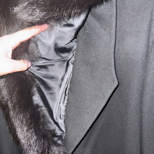 Coat black with genuine mink collar used, size M/L