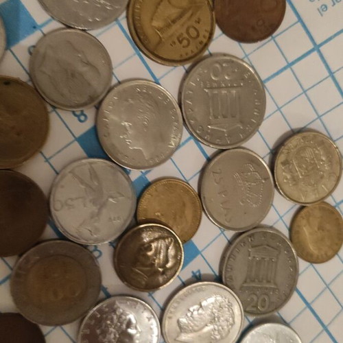 Coins used, 200 pieces from around the world