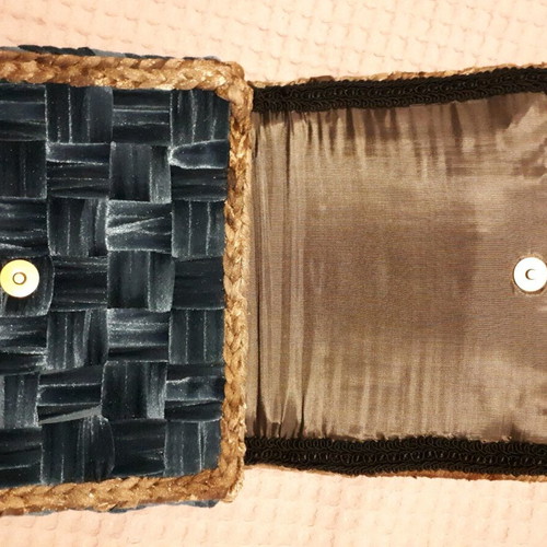 Handbag new handmade with embroidered velour canvas