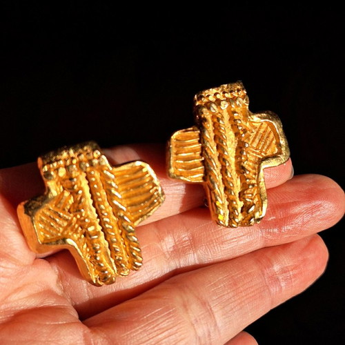 Christian Lacroix cross clip-on earrings used