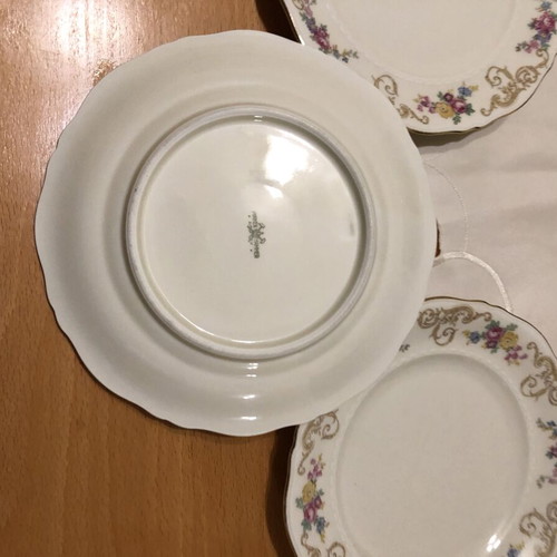 Pirkenhammer porcelain plates like new with floral rococo gold trim
