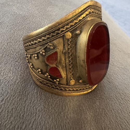 Vintage handmade 925 silver bracelet with carnelian semiprecious stone like new