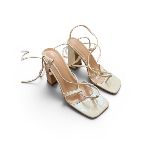 Shein White Sandals with Heel and Lace-Up Size 38 New