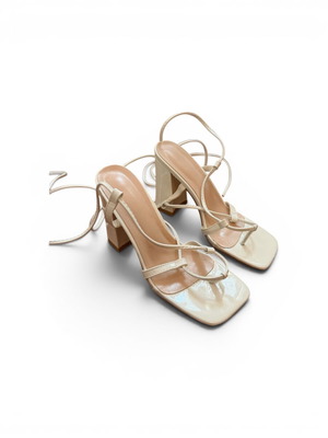 Shein White Sandals with Heel and Lace-Up Size 38 New