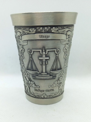 Collectible metal cup Zinn Becker Stuttgart like new, zodiac Libra