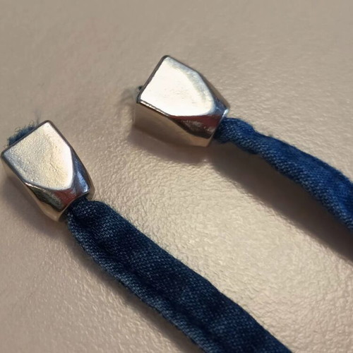 Metal cord end caps 3×sets of 2 pieces silver