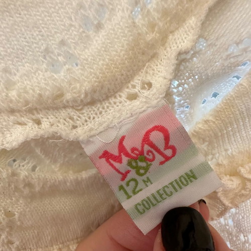Children's white embroidered cardigan with silver button for 12-month girl worn once