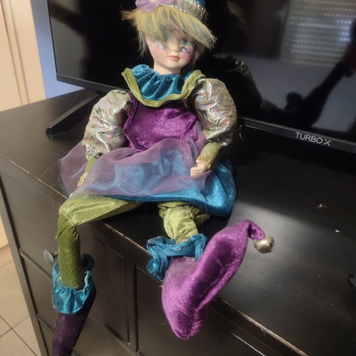 Harlequin porcelain music doll Symphony like new