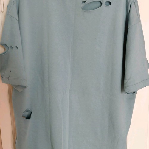 Balenciaga Men's Destroyed Oversized T-Shirt like new, turquoise, size L