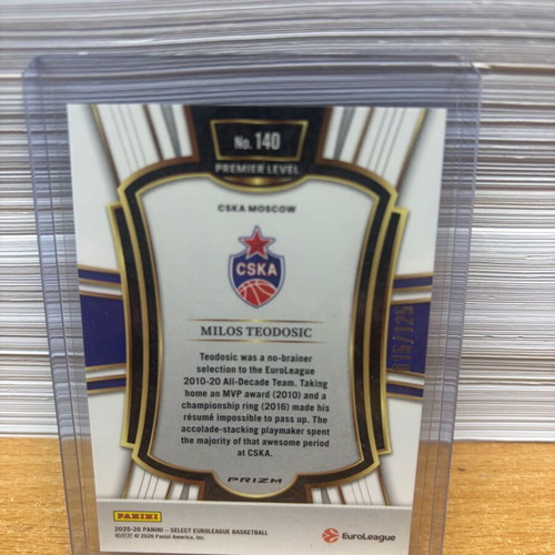 2025-26 Select Euroleague Milos Teodosic Premier Level Green Camo card new