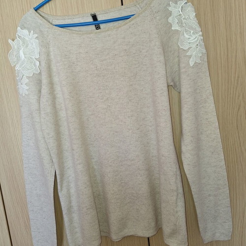 Vintage women's romantic blouse like new, beige, one size