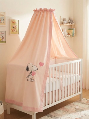 Peanuts Snoopy Cotton Ceiling Mosquito Net like new, pink