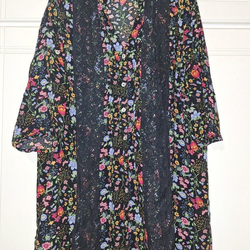 Dress with lace used, black floral pattern, one size
