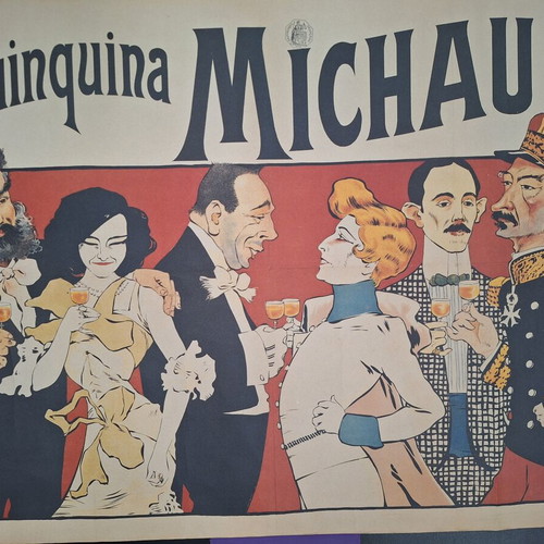 Quinquina Michaud vintage lithograph poster used, 1903
