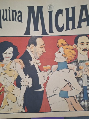 Quinquina Michaud vintage lithograph poster used, 1903