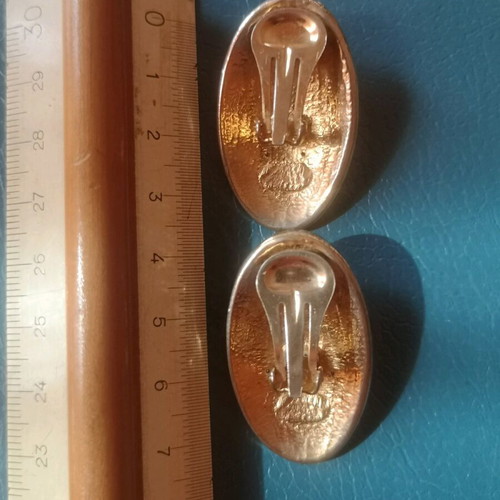 Vintage clips faux bijoux used, gold with pearl and rhinestones