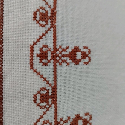 Old embroidered tablecloth like new 63x63 cm, monochrome