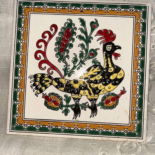 Knossos ceramic tile with enamel like new 15x15cm