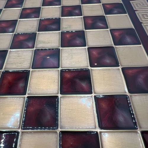 Vintage chessboard with enamel and bronze used