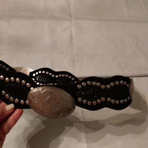 Ethnic belt like new, black with metal details
