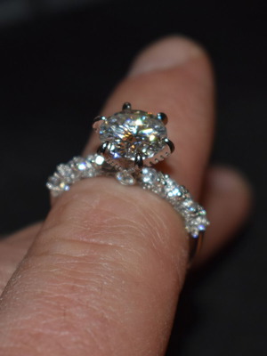 Silver Moissanite Solitaire Ring 3.00 Carat Lab-Created with Certificate New