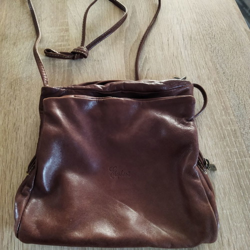 Elephant vintage leather crossbody bag, brown