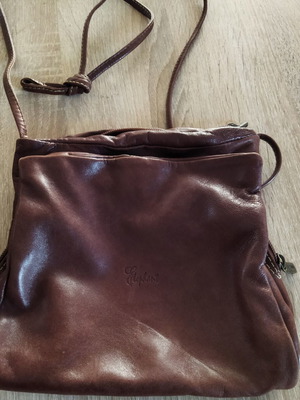 Elephant vintage leather crossbody bag, brown