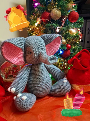 Handmade elephant 36 cm from hypoallergenic yarn made to order